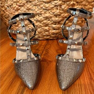 Mix No. 6 Silver Heels with Strappy Studded Design